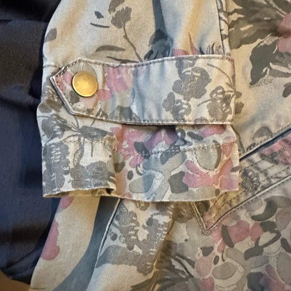 Kismet camo army green floral button zipper front hood drawstring coat jacket - Picture 7 of 12